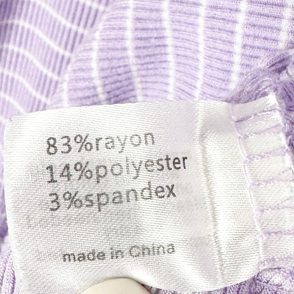 Lane Bryant Lavender and White Stripe Long Sleeve Ribbed Top - Picture 7 of 8